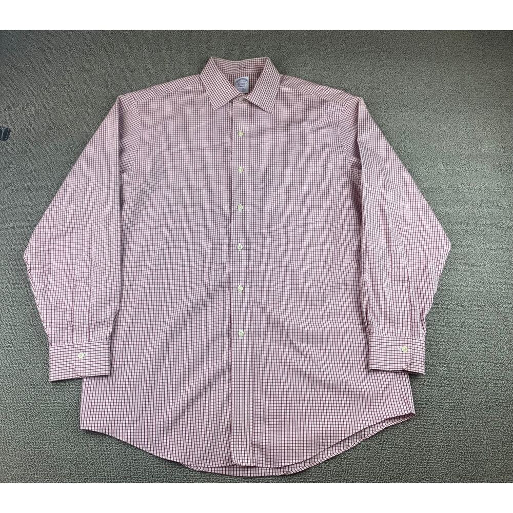 Brooks Brothers Shirt‎ Men 15 1/2 -33 Red White Check Long Sleeve Woven in Italy